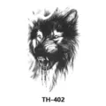 Tatuaggio temporaneo lupo adesivo stile schizzo bianco e nero braccio impermeabile design - 210*148mm / Wolf Head Design (TH-402)