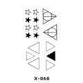 Foglio di tatuaggio temporaneo nero e bianco con stelle e simboli geometrici modello X060 - Stella Geometrica (X-060)