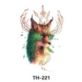 Waterproof temporary tattoo sticker with mystical fantasy fox and crown design variant. - TH-221 / 210*148mm