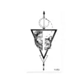 Temporary tattoo sticker with geometric lion and cat design, waterproof and stylish. - Lion Cat Style (K-052)