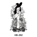 Waterproof half arm temporary tattoo sticker, black and white bunny girl flash design HB-202 - HB-202 / 210*148mm