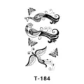 Feuille d'autocollants de tatouage temporaire paon noir papillon pour art corporel. - T-184 / 60x105mm