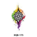 Watercolor compass temporary tattoo sticker variant featuring vibrant splash design style. - XQB-175 / 210x114mm