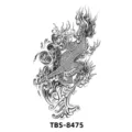 Autocollant de tatouage de dragon imperméable bras, design totem noir et blanc croquis art. - TBS-8475 Dragon et Vagues d'Eau