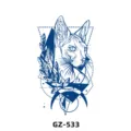 Autocollant Tatouage Temporaire Chat Sphynx Bleu Géométrique Herbe Jus Tatouage Faux - GZ-533 / 180X110MM