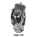 Autocollant de tatouage temporaire imperméable avec lion rugissant, couronne et rose. - Lion Couronne Rose (XQB-378)