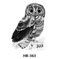 Temporary tattoo sticker black owl mandala waterproof body art sticker for arm and leg decor - HB-363