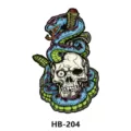 Waterproof temporary tattoo sticker featuring snake and skull design, perfect for arm art. - HB-204 / 210*148mm