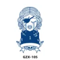 Adesivo per tatuaggio temporaneo con personaggio triste vintage e dadi, impermeabile. - Stile Personaggio Monocolo e Dadi (GZX-105)