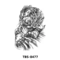 Autocollant de tatouage temporaire tigre imperméable esquisse demi-bras pour hommes femmes - TBS-8477 Totem Croquis de Tigre