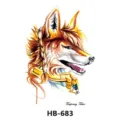 Waterproof temporary tattoo sticker with watercolor wolf animal design for men women - HB-683 / 210*148mm