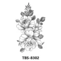 Black and white floral temporary tattoo sticker, waterproof body art design for arm or leg. - Plant Sketch Style (TBS-8302)
