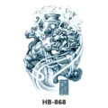 Waterproof temporary tattoo sticker black and white fierce lion animal design half arm chest - HB-868