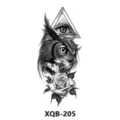 Waterproof temporary tattoo sticker featuring owl, rose and mystical eye design for arm. - Owl and Rose (XQB-205)