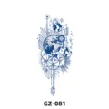 Autocollant de tatouage temporaire jus herbe planete montagne geometrique bleu fonce - GZ-081