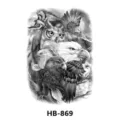 Black and white eagle owl temporary tattoo sticker arm chest body art waterproof design - HB-869