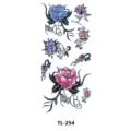 Pegatina de tatuaje temporal floral de rosa colorida para decoración de arte corporal - TL-254