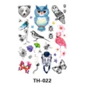 Temporary tattoo sticker sheet featuring cute animals, flowers and butterflies for body art. - TH-022 Pattern