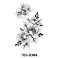 Black and white floral temporary tattoo sticker, minimalist botanical body art design. - Freehand Peony Style (TBS-8304)