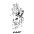 Waterproof temporary tattoo sticker featuring a black and white wolf and floral design. - Wolf and Flower Totem (XQB-207)