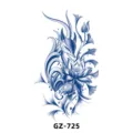 Herbal semi-permanent tattoo sticker waterproof blue fox lotus design for men and women arm body art. - GZ-725