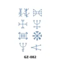 Feuille de tatouage temporaire aux herbes, motif rune bleue, art géométrique GZ-082 - GZ-082