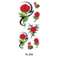 Hoja de pegatinas de tatuaje temporal de rosa colorida para arte corporal de brazo y mano. - TL-255