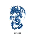 Autocollant de tatouage de dragon bleu temporaire à base de plantes pour demi-bras - Style Totem Dragon (GZ-289)