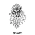 Waterproof temporary tiger tattoo sticker featuring a fierce head and intricate floral art. - Tiger Mandala Style (TBS-8305)