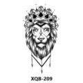 Black and white lion crown geometric tattoo sticker variant, waterproof body art design - Lion Geometric Totem (XQB-209)