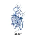 Herbal semi-permanent tattoo sticker featuring elegant fox and floral design for body art. - GZ-727