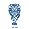Blue tribal lion temporary tattoo sticker, waterproof half arm art design sku GZ-290 - Tribal Lion Style (GZ-290)