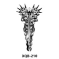 Black and white temporary tattoo sticker featuring a winged warrior sword design SKU XQB-210. - Warrior with Sword (XQB-210)