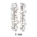 Jolie feuille de tatouage autocollant Saint-Valentin avec texte anglais et jolis motifs fins. - T-195 / 60x105mm