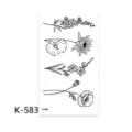 Disposable botanical temporary tattoo sheet featuring delicate black line floral sketches. - K-583