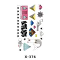 Temporary tattoo sticker sheet featuring cute cartoon and vintage designs for body art. - Trendy Mix (X-376)