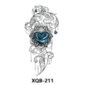Waterproof temporary tattoo sticker featuring mandala flower and blue heart rose design. - Mandala Heart Rose (XQB-211)