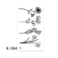 Disposable floral temporary tattoo sheet black white botanical sticker body art K-584 - K-584