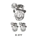 Gentleman cat temporary tattoo sticker with top hat and monocle, cute waterproof body art sheet. - Gentleman Cat (X-377)