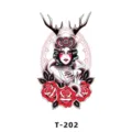 Autocollant tatouage temporaire femme cerf vintage, design floral rose classique variante SKU T-202 - T-202
