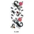 Pegatina de tatuaje temporal de escorpión y rosa arte corporal colorido impermeable - TL-259