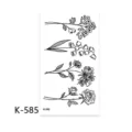 Floral temporary tattoo sticker black line art botanical body art waterproof design - K-585