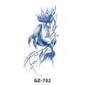 Herbal semi permanent waterproof tattoo sticker featuring whale and flower blue design SKU GZ-732 - GZ-732