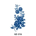 Herbal semi-permanent tattoo sticker blue floral design waterproof long-lasting body art. - Blue Floral Style (GZ-316)
