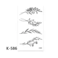Floral temporary tattoo sticker sheet featuring delicate botanical black line art designs. - K-586