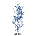 Herbal semi-permanent temporary tattoo sticker featuring elegant whale and wave botanical design - GZ-733
