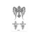 Pegatina de tatuaje temporal impermeable con cruz alada gótica y diseño de manos de oración. - K-90 Cruz Alada