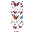 Hoja de pegatina de tatuaje temporal de mariposa rosa colorida para brazo mano - TL-261