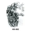 Waterproof temporary tattoo sticker black and white warrior design for arm chest body art - HB-882