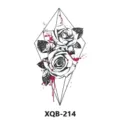 Geometric rose temporary tattoo sticker, black and white flower body art design with red splash. - Rose and Diamond Frame (XQB-214)